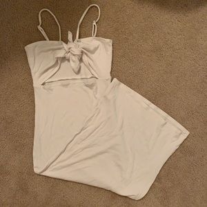 5/$20 White Ribbed Dress with Front Tie Detail
